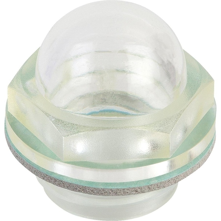 Kipp Oil Level Sight Glass Domed Without Reflector, D1=G3/4, D=35, Thermoplastic K0447.35034